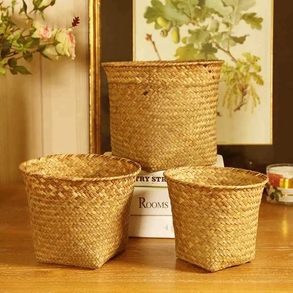 Hand-knitted Toy Storage Basket Fruit Basket Nordic Style Plant Pot Basket Hand-woven Collapsible Flower Basket