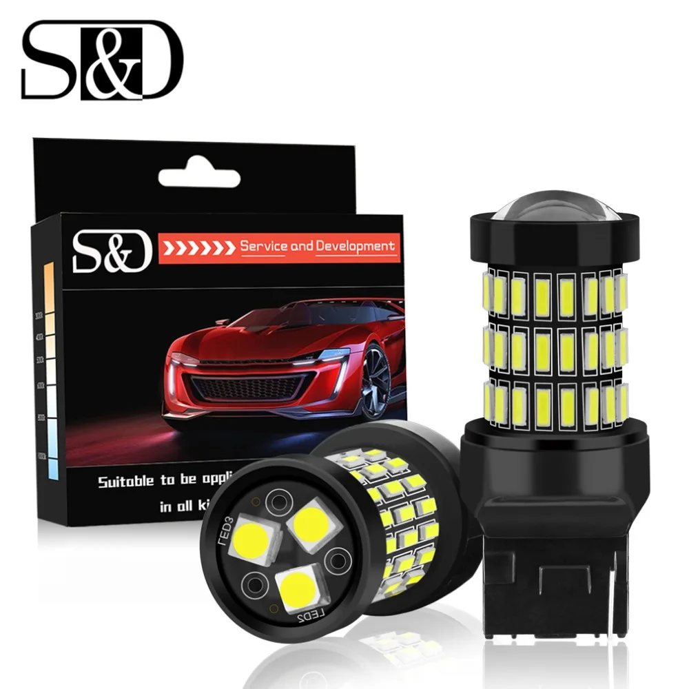 2pcs T20 7440 W21W LED 7443 SRCK W21/5W Bulbs WY21W 12V 1200LM Car Lights Turn Signal Brake Reverse Tail Lamp Auto Bulb | Автомобили и