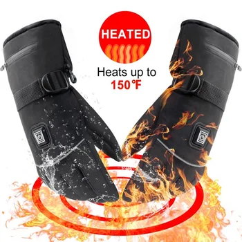 

7.4V Electric Heated Gloves Winter Waterproof hands warmer Heating Gloves Men with 4pcs Rechargeable Li-ion Batteries+a Charger