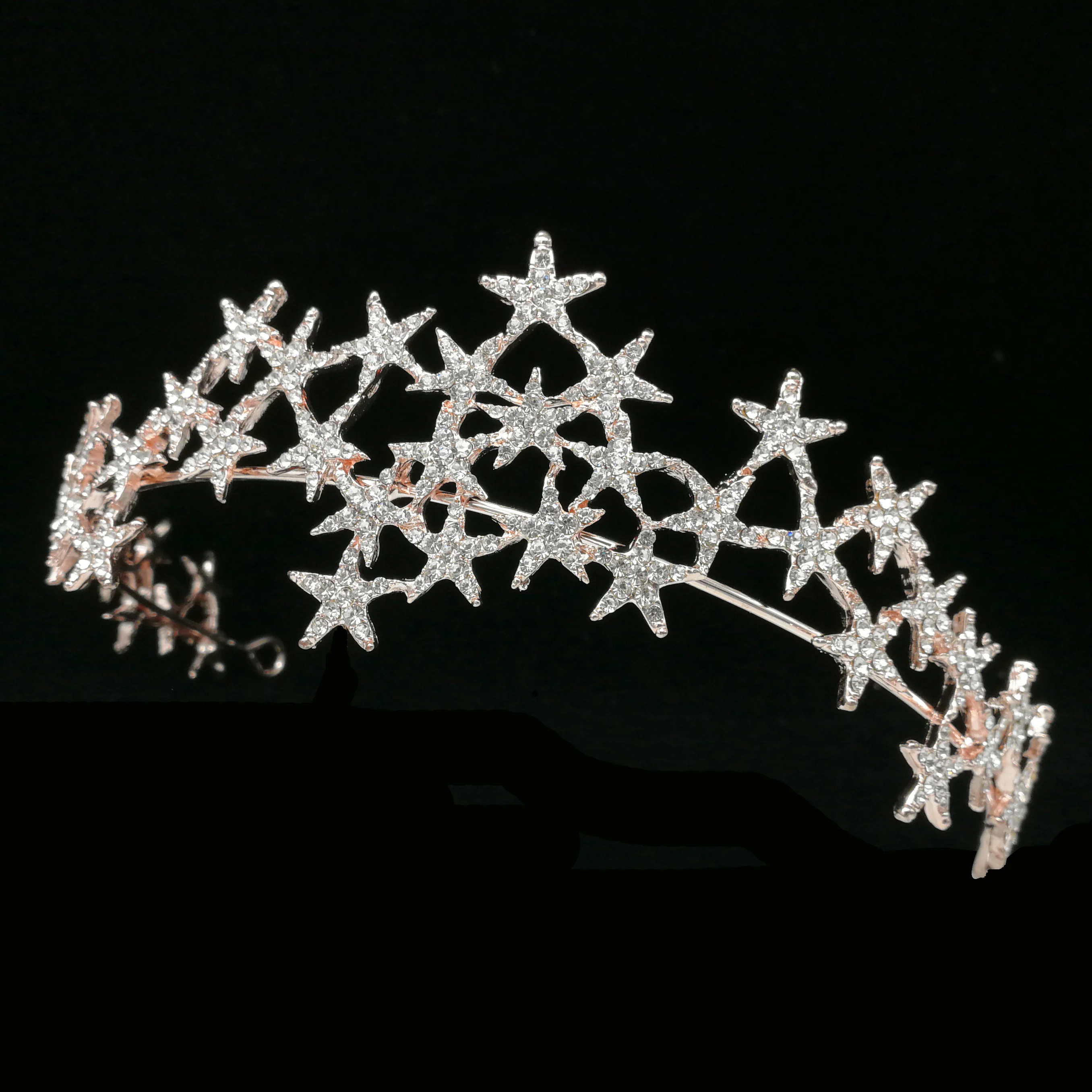 

Rose Gold Crystal Star Hairbands Vintage Rhinestone Bridal Tiaras Crown Headband Wedding Hair Jewelry Tiara De Noiva Fashion
