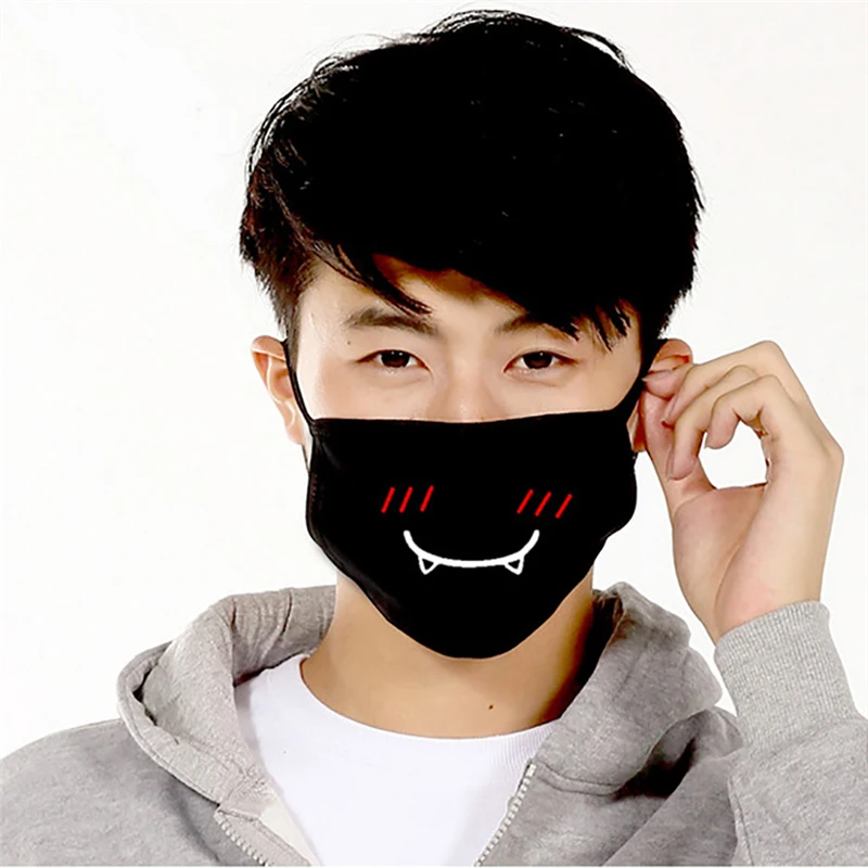 Black Cute portable picture Cotton Expression Mouth Masks Funny As Dust