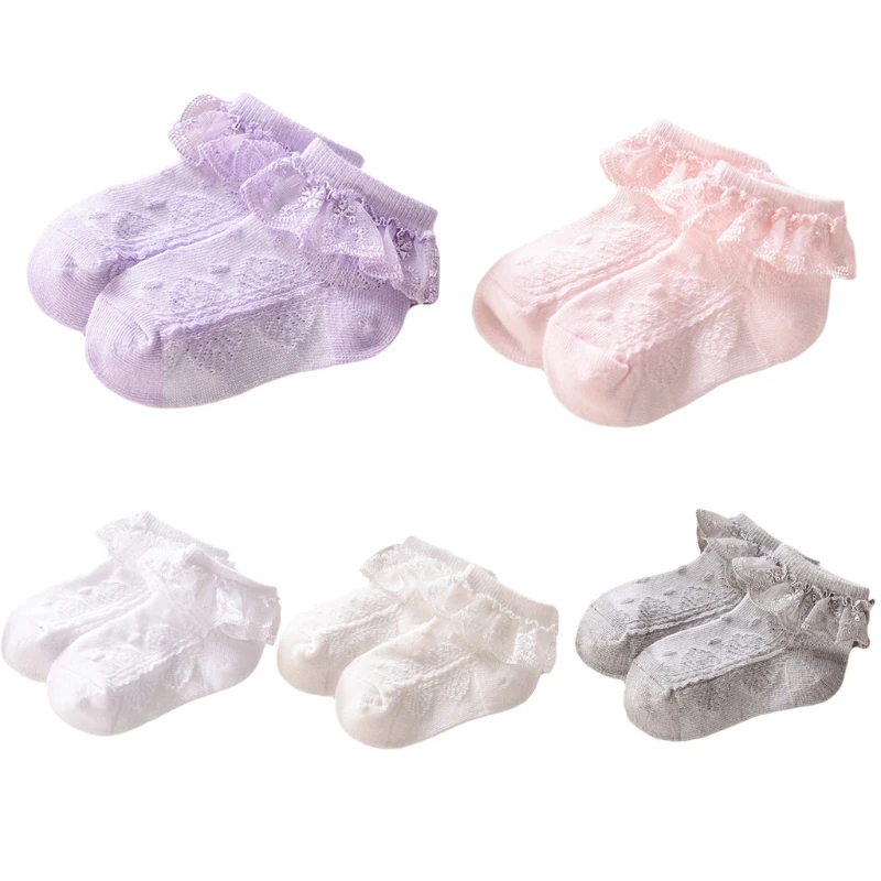 

Baby Girls HIGH QUALITY Socks Eyelet Lace Flower Toddlers Ankle Short Socks Newborn Infant Cotton Socks