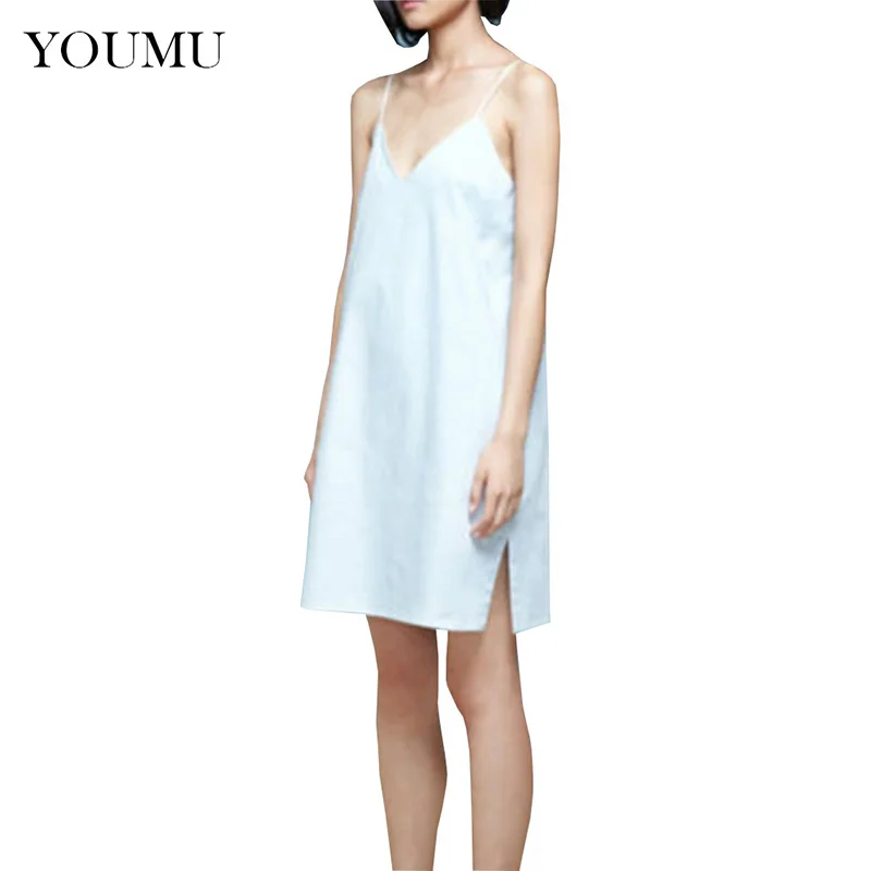 Full Slip Under Dress Cotton Strappy V Neck Petticoat Underskirt Nightie Chemise New Women Sexy Underdress Girl Lady 038-757