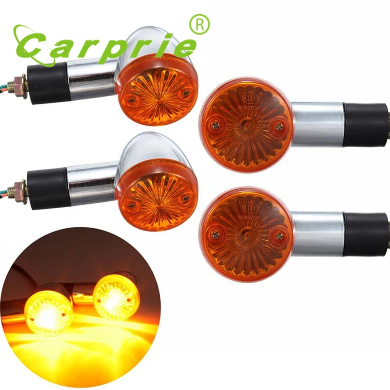 4x Amber Chrome Bullet Front Rear Turn Headlight Signal Blinker