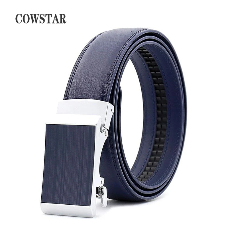 

COWSTAR Belt Men's Genuine Leather For Jeans Designer Men Belts Luxury Automatic Buckle Belt Male Waist Blue Black Brown 35mm