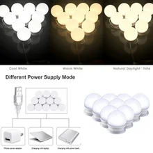 Светодиоды для зеркал комплект зеркальных огней подсветка косметического зеркала Регулируемая лампы гардеробная профессиональная 10 лампочка красота