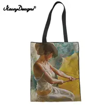Женская холщовая большая сумка, сумки, известная картина, Женская печать, дорожные сумки для покупок, сумки для девочек, студенческие многоразовые для бакалейный продуктов, сумки на плечо