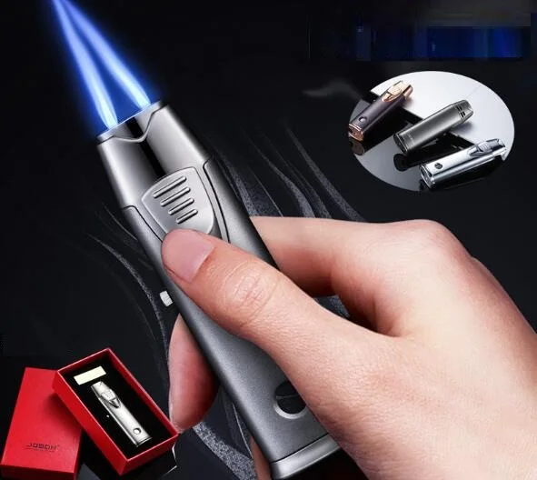 

Fashion men Jobon lighter, inflatable gas personality creative blue smoke straight to cigar metal cigarette lighter