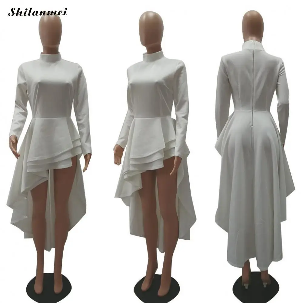 Модное Несимметричное женское короткое платье с оборками спереди и сзади, летние вечерние платья в стиле бохо для женщин, женское тонкое Длинное Платье Макси