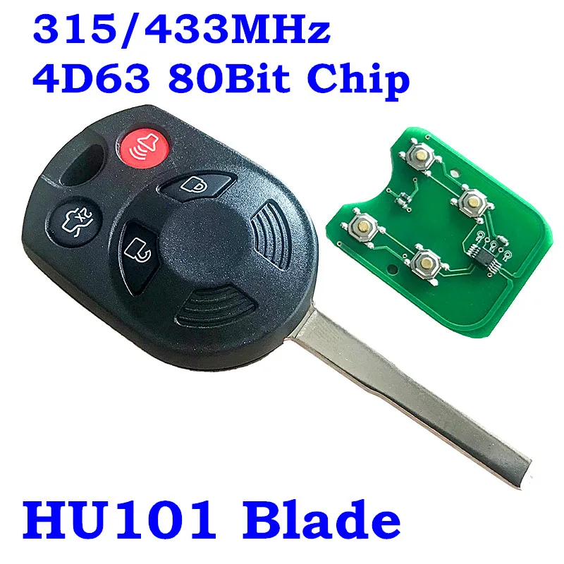 

Remote Key Fob 315MHz 433MHz 4D63 80Bit ID83 For Ford Escape Fiesta Transit Connect 2011-2016 FCC: OUCD60022 HU101 Blade