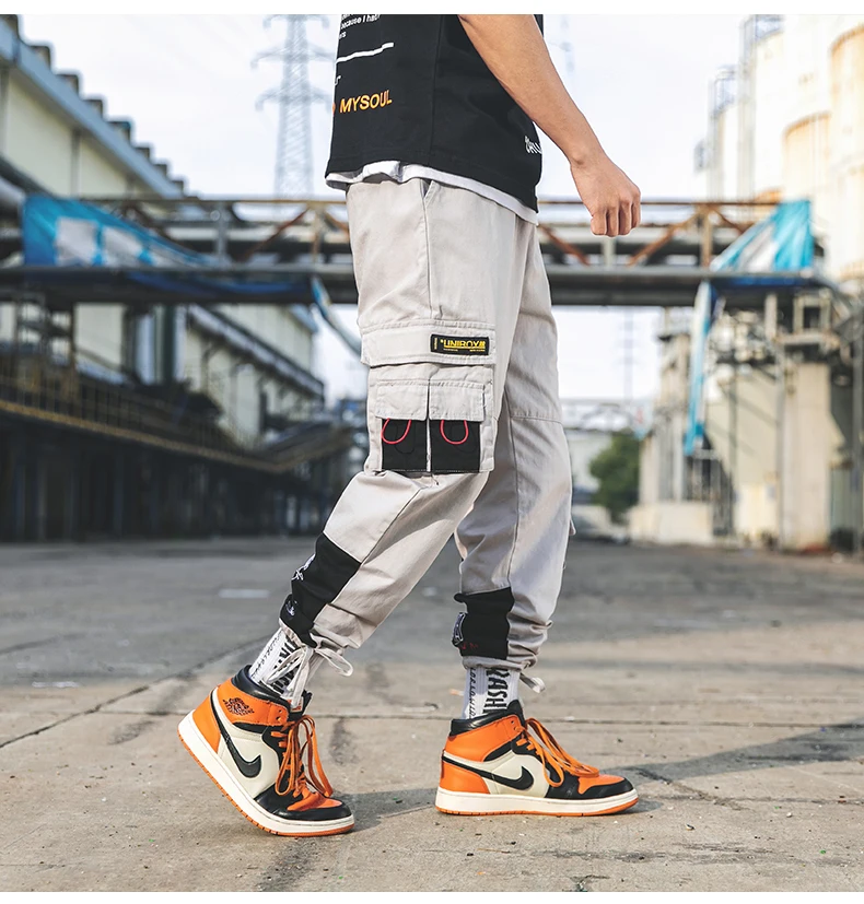 Осенние мужские повседневные брюки мужские легкие комбинезоны уличная мода Harajuku стиль хип-хоп группа мульти-карман личности джоггеры