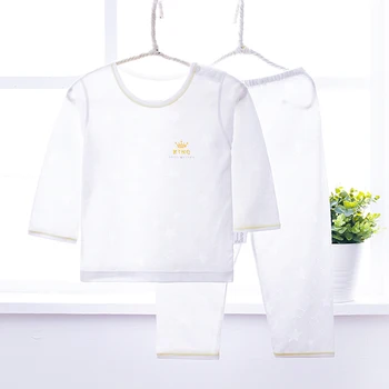 

2020 Kids Pajamas for Boys Girls Summer Thin Bamboo Fiber Solid Color Children's Sleepwear Full Sleeve Pyjamas Kids Baby Pijama