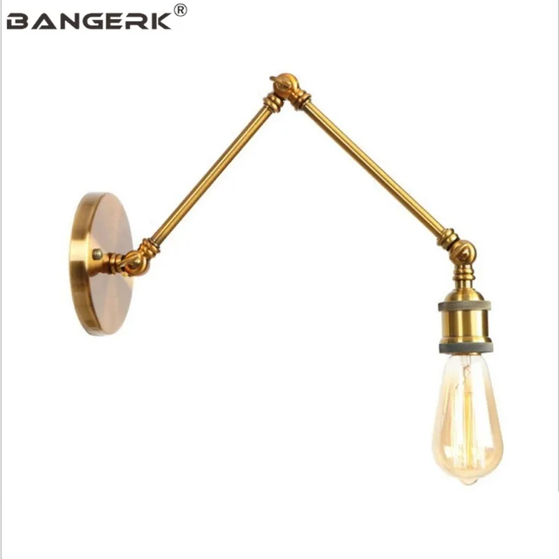 Crazy Sale NHM American Industrial Vintage Adjust LED Wall Lamp Loft Long Arm Edison Sconce Wall Lights Bedroom Iron Home Decor Lighting 