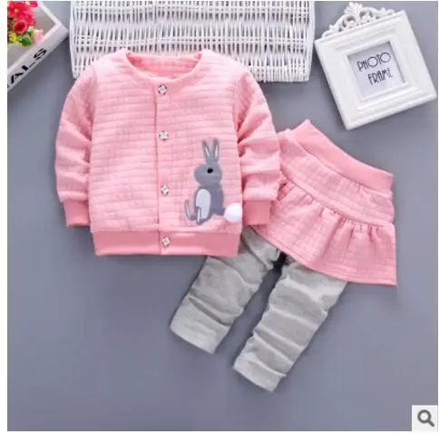 

201Baby Clothing Sets New Spring Autumn Baby Boys Girls Clothes Rabbit Single-breasted Shirt+Pants 2Pcs Suits Children Clothing