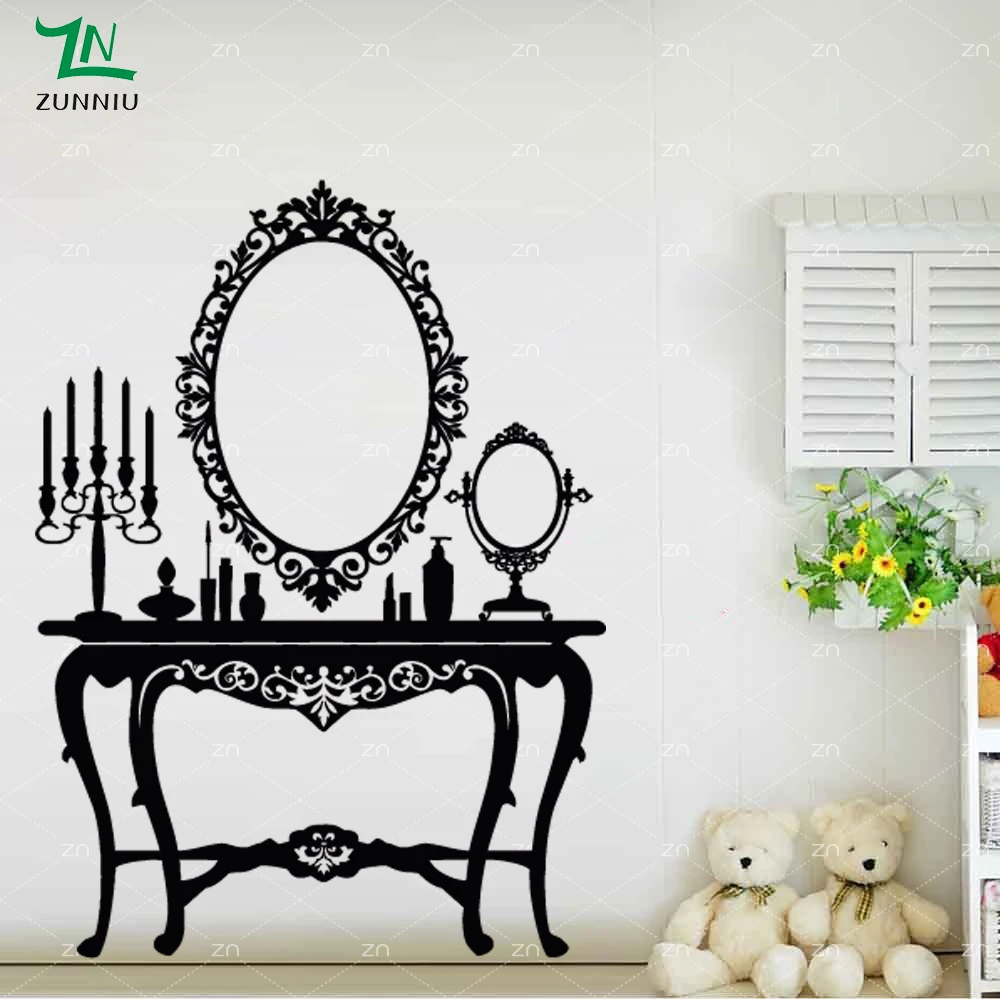 C121 Retro Vintage Dressing Table Wall Sticker For Kids Girls Room C121 Retro Vintage Dressing Table Wall Sticker For Kids Girls Room