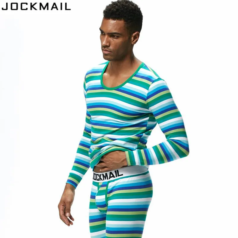 JOCKMAIL Brand Men Thermal Underwear Long Johns Sets 2pcs tops+pants Bottom Underwear cueca Gay Underwear leggings Underpants