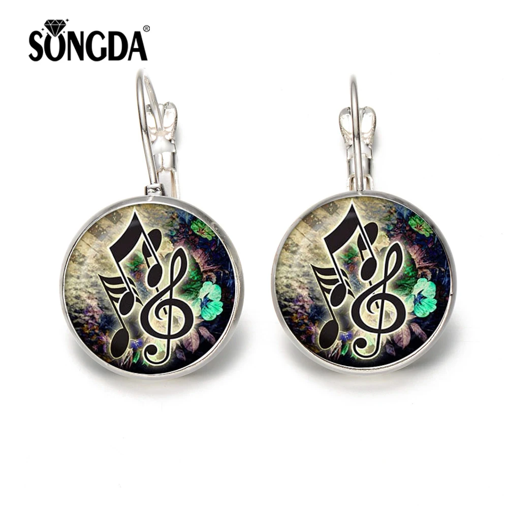 

SONGDA Trendy Music Notes Hook Statement Earrings Treble Clef and Notes Glass Crystal Silver Bronze Color Earring Women Jewelry