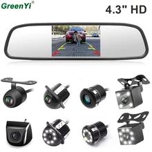 Greenyi 4.3 дюймов TFT ЖК-дисплей зеркало заднего вида Мониторы для резервного копирования Камера CCD Видео Авто Парковочные системы автомобиля задним ходом- стиль