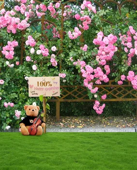 

LIFE MAGIC BOX 5X7Ft Photography Backdrops Background Flowers And Trees, Green Grass, Fence Outside Cm-5292