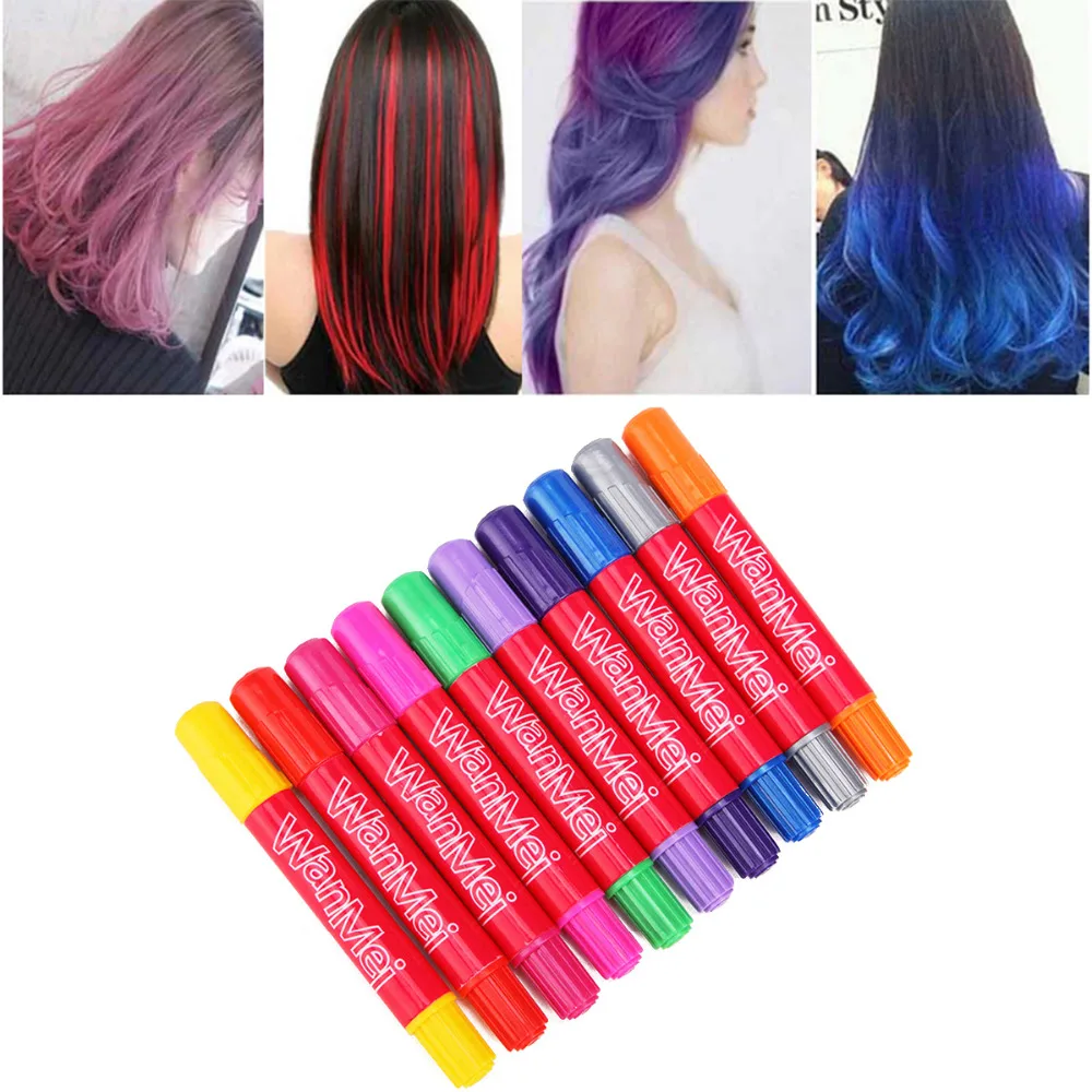10 Colors/Box Fashion Hair Color Crayon Non toxic Temporary
