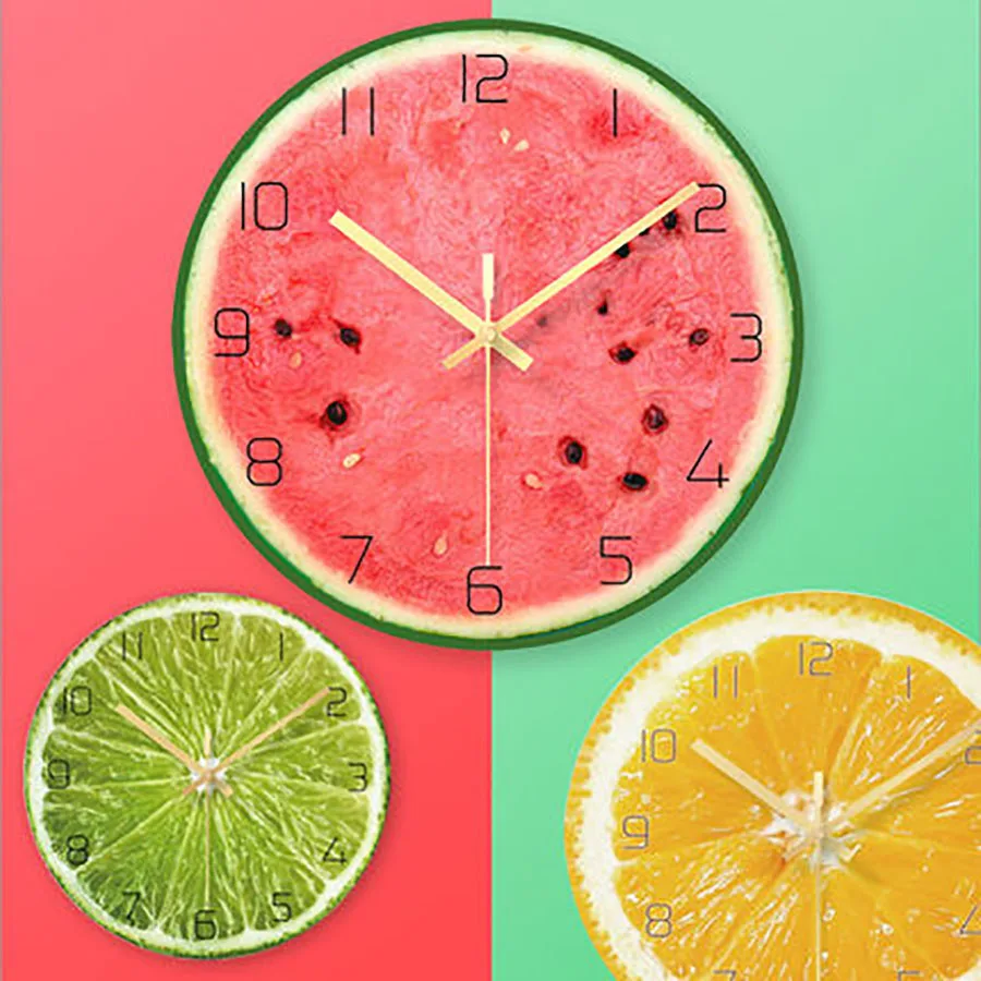 Милые Мультяшные настенные часы с фруктами, детские часы с механизмом, настенные часы для дома, современный дизайн, настенные часы, цифровой Декор WZH221