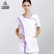 Высококачественная униформа медсестры Сращивание цвета с короткими рукавами для женщин больничный медицинский скрабы Мягкий Летний салон красоты Slim Fit