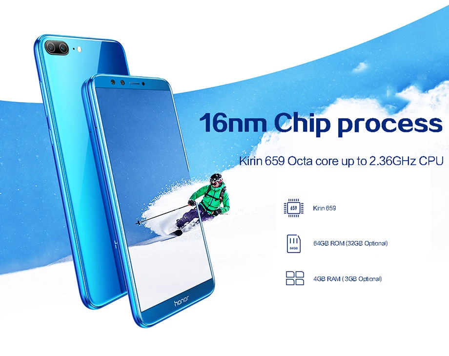 HuaWei Honor 9 Lite 4 г LTE смартфон Kirin 659 Android 8,0 5,6" полный экран ГБ оперативная память 64 Встроенная камера отпечатков пальцев