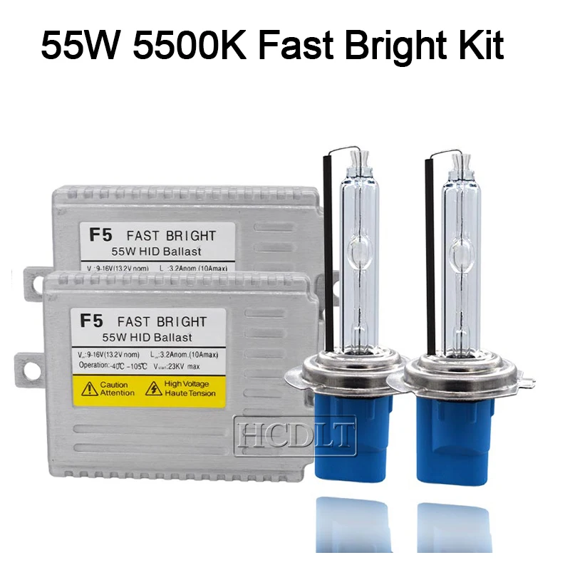 HCDLT 1 Set 55W H1 H7 H11 9005 9006 HB3 HB4 D2H Car Light Xenon HID Kit AC 12V F5 Fast Start Ballast 5500K Auto Headlight Bulb (3)