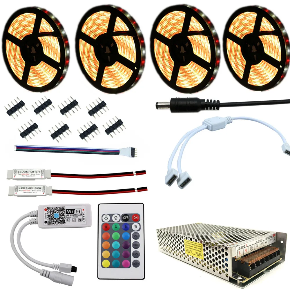

60LEDs/m LED Strip Wifi LED Tape 20m 5050 RGBW Waterproof TV LED Ribbon Music Timmer Dimmer Mobile Control For Christmas Dec