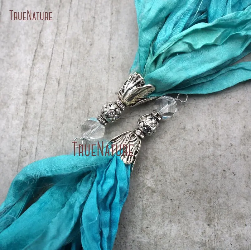 20171212-PM9122- Turquoise Sari Silk Tassel Pendant Antique Silver_2