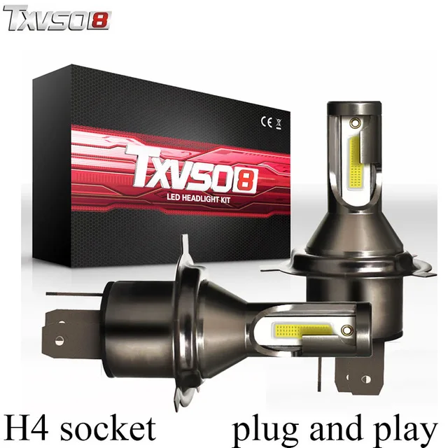

TXVSO8 2PCS LED H4 Car Headlight Bulbs Kit Flip COB Chips 26000Lm 6000K Led Headlight Bulb 55W/Bulb Automobiles Front Headlamp