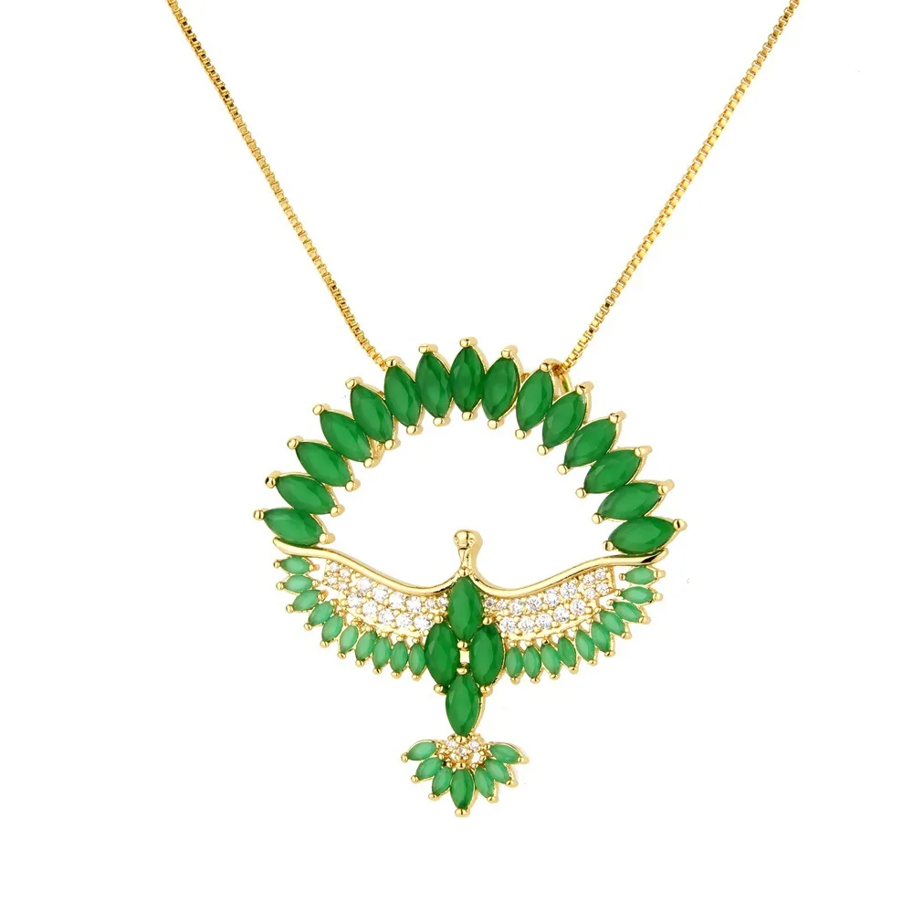 Lucky Sonny Holy Spirit Bird Collar Gold Color Colored CZ Inlay Brazil Hot Santo Necklace Fashion Joyeria Women Feminina Colar (1)