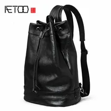 AETOO Shoulder bag male leather backpack litchi furrow layer leather leisure computer bag men and women