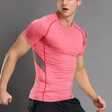 Новые мужские компрессионные футболки с коротким рукавом быстросохнущие дышащие для бег Спорт Фитнес 19ing