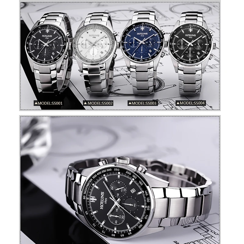 50M Waterproof Hot Dropship Full Steel Men Watch Military Wrist Watches Chronograph Fashion Men Spo-3