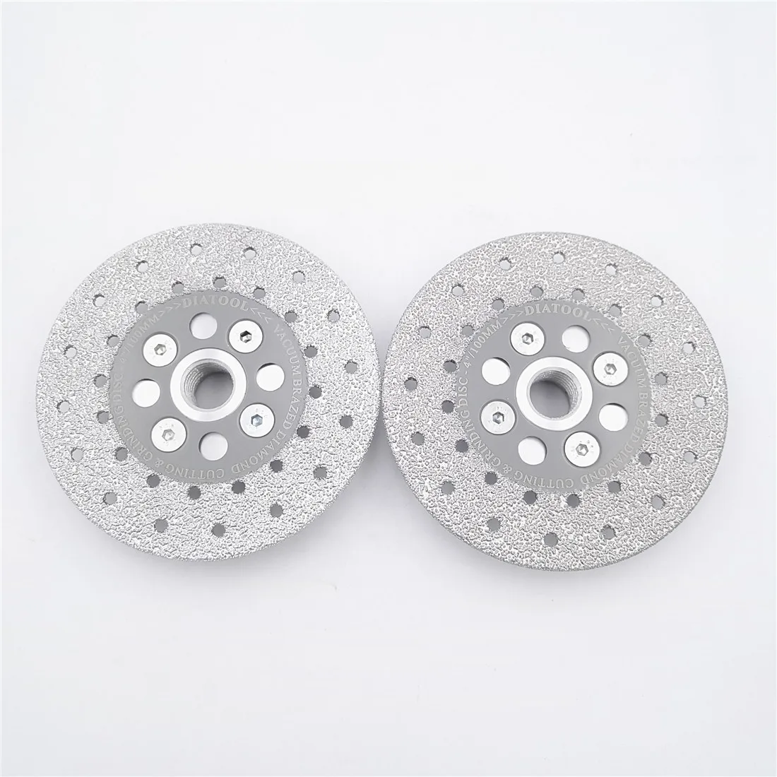 DIATOOL 2pcs Premium Quality Diameter 4"/100mm Double Sided Vacuum Brazed Diamond Cutting & Grinding Disc With 5/8-11 Flange