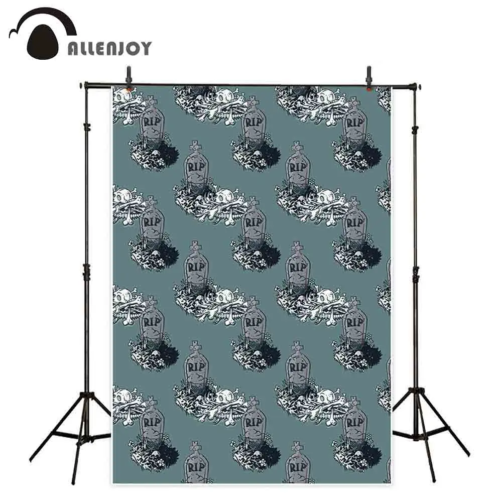 Allenjoy backdrop Halloween grave irons RIP skull repeated cross White bone background photocall PHOTOSESSION wall-paper | Электроника