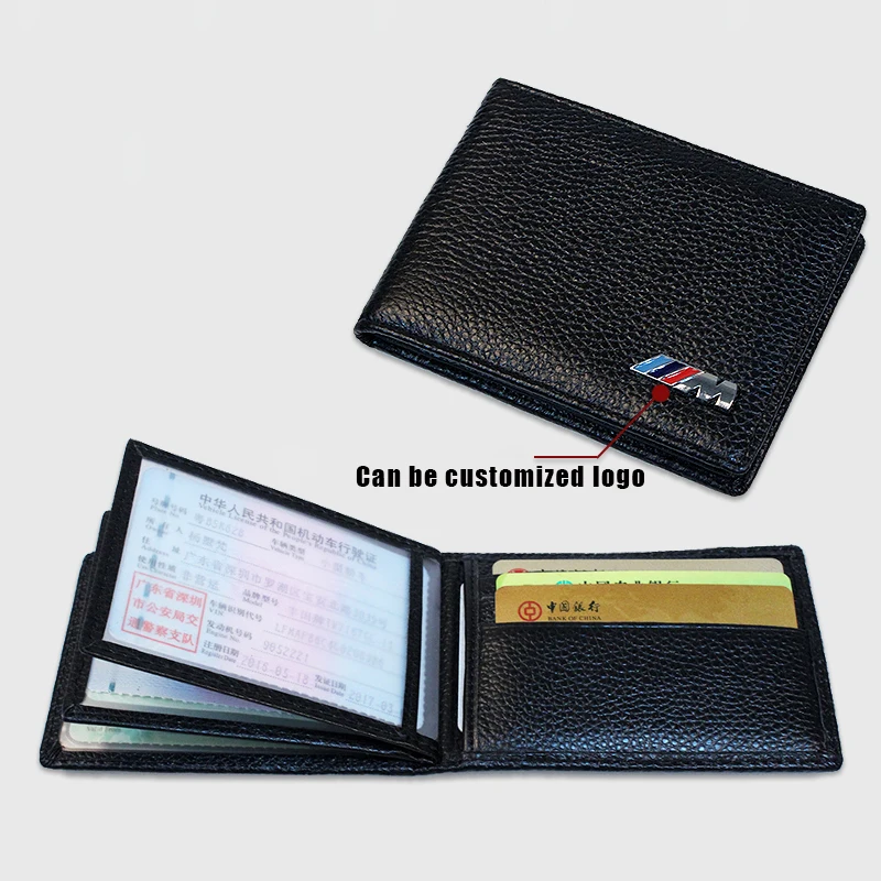 

Genuine Leather Driver's License Bag For Ford Audi Kia Classical Wallet Purse Notecase Car M Logo Driver Licence Package For BMW
