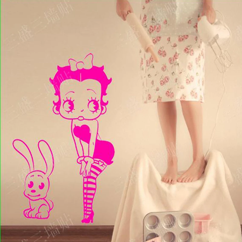 BETTY BOOP Silhouette Wall Decal Cartoon Rabbit Girl Bedroom Vinyl Wall