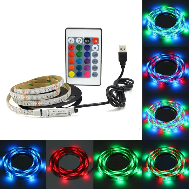 USB Powered 5V RGB LED Strip light 60leds/m 3528 SMD Non Waterproof