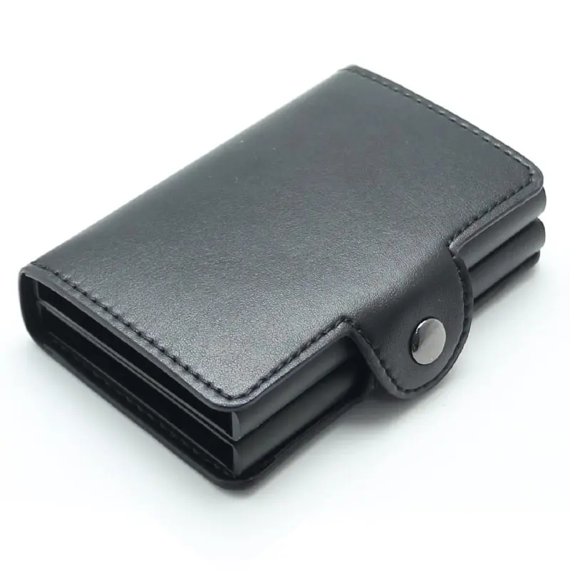 Muticolors Aluminum Double Slide Business ID Card Holders Wallet Credit Card Organizer PU ...