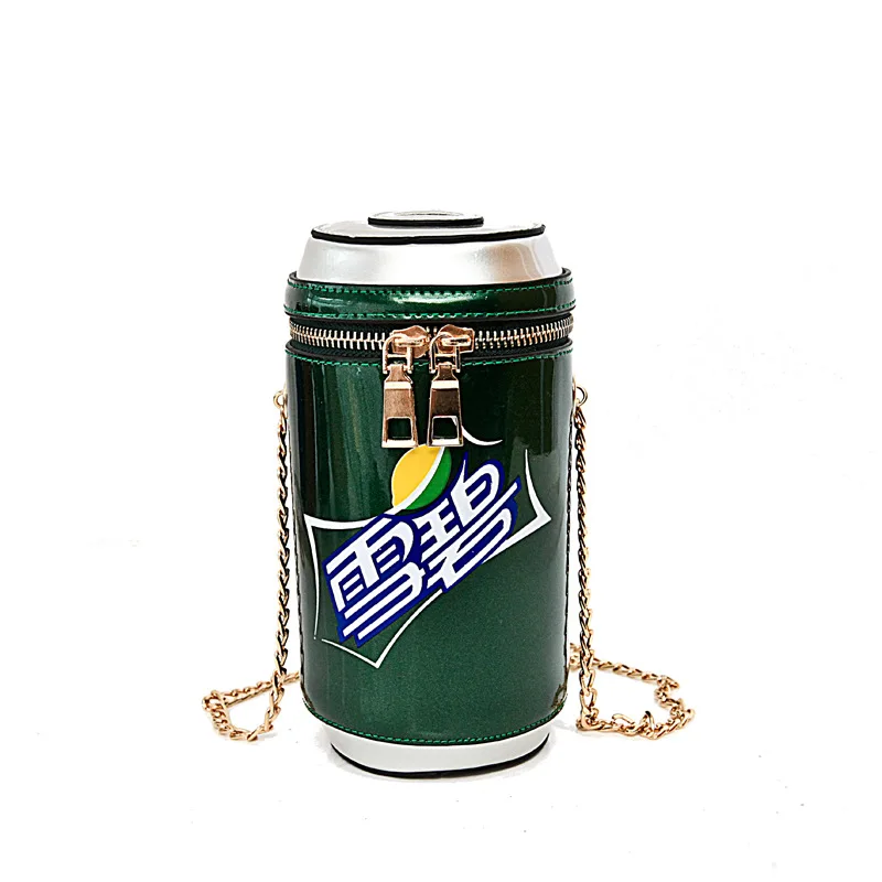 New Cartoon Cute Women Bag Creative Personality Funny Cola Bottle Shoulder Bag Fashion Wild Chain Bag Soft Novelty PU Female Bag