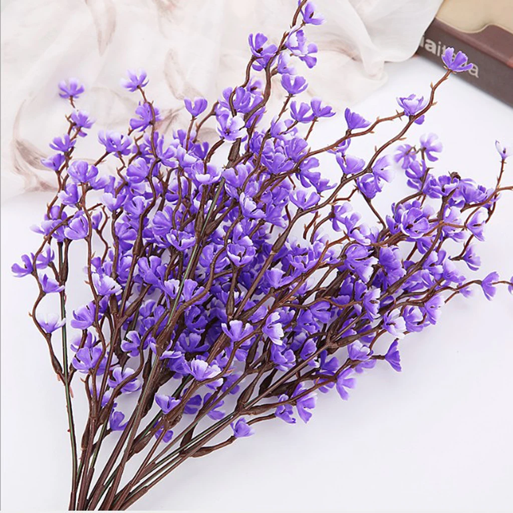 37cm Artificial Flower Spring Plum Blossom Branch Flower Bouquets Flower Bud for Wedding Party Decor Home Room Ornament