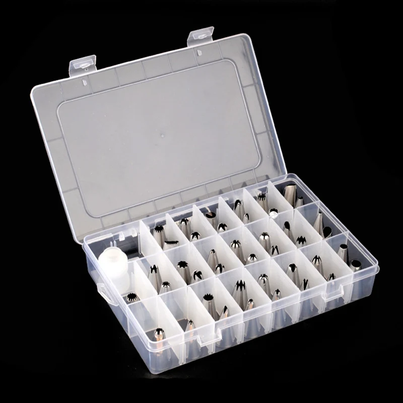 

42Pcs/set Large Stainless steel Icing Piping Nozzles + 1 Adaptor Converter Pastry Tips Set With PP Box Kitchen Accessories