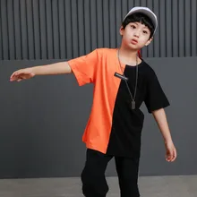 Детская одежда в стиле хип-хоп; цветные повседневные футболки; топы для девочек и мальчиков; костюм для джазовых танцев; одежда для бальных танцев; уличная одежда