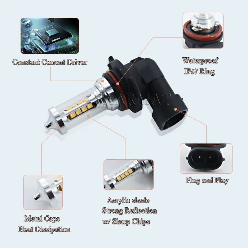 Светодиодные лампы Canbus H8 H9 H11 H16(JP) 2013 лм|light led light|h11 fog light ledled h11 |