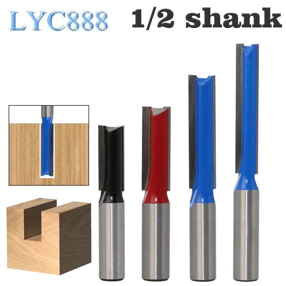 

Top Quality 1pc 12.7mm 1/2" Shank Extra long Blade Wood Router Bit Carbide Straight Flush Trim Milling Cutter Flat End Mills