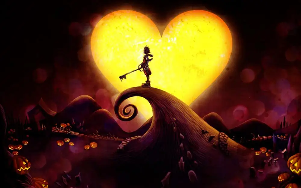 living room home wall decoration fabric poster the most exciting game poster kingdom hearts halloween town game