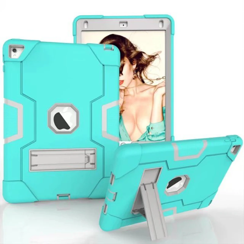 

Dual Layers PC+TPU Tablet PC Case for Apple iPad Pro 9.7" Contrast Color 3-in-1 Shock Proof Tablet Case with Kickstand Function
