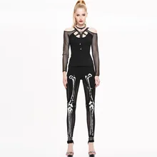 2016 Autumn NEW Punk Gothic Rock Legging Sexy Mesh Splice Printing Skeleton Women Slim Fit Leggings free shipping big size XXXL